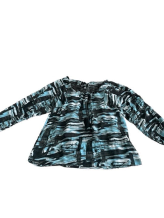 Vertigo Paris Tops - Vertigo Paris Sheer Tunic/Blouse Med. Teal/Black Abstract Flowy Top w/Camisole